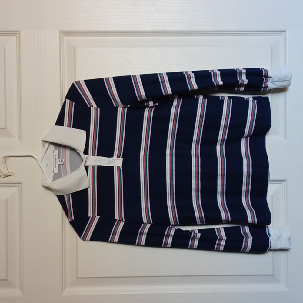 Retro 70's Stripes Long Sleeves Top, Stretchy, XS